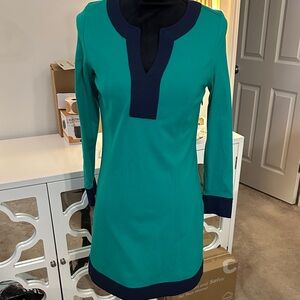 Vineyard Vines Teal and Navy Long Sleeve Dress